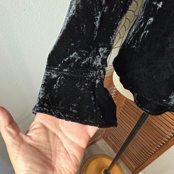 J. Jill Crushed Velvet Black Long Sleeve Blouse Top Size S - Picture 7 of 9